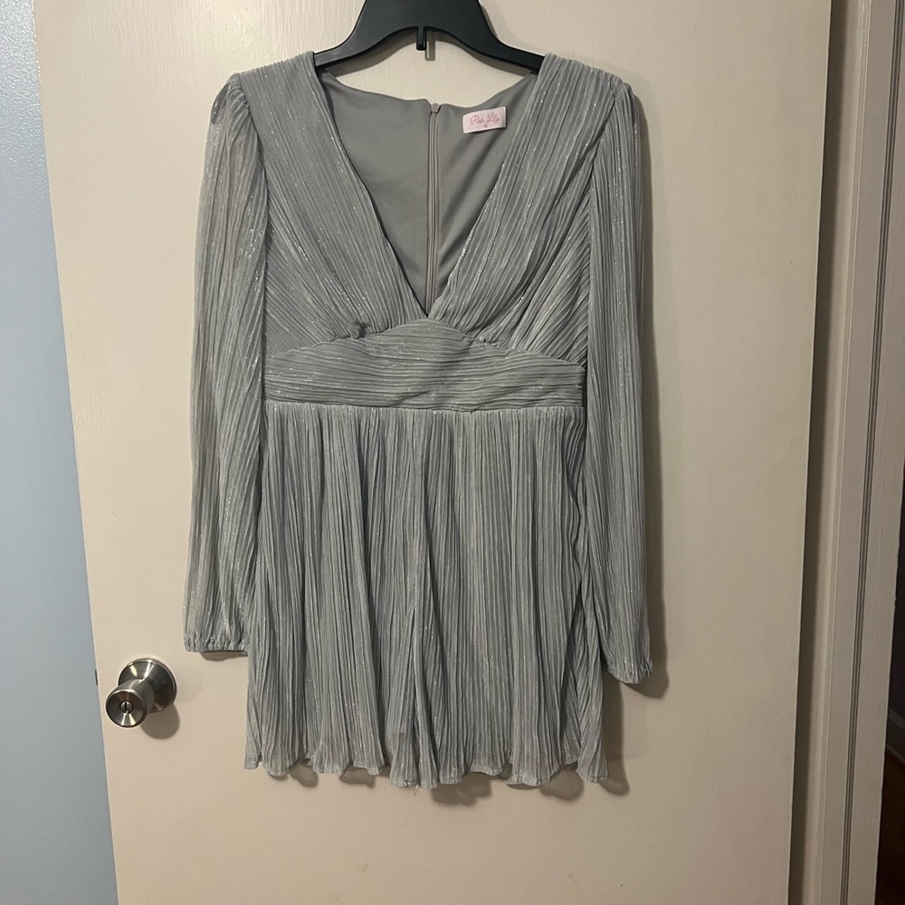 Pink Lily Silver Textured Romper